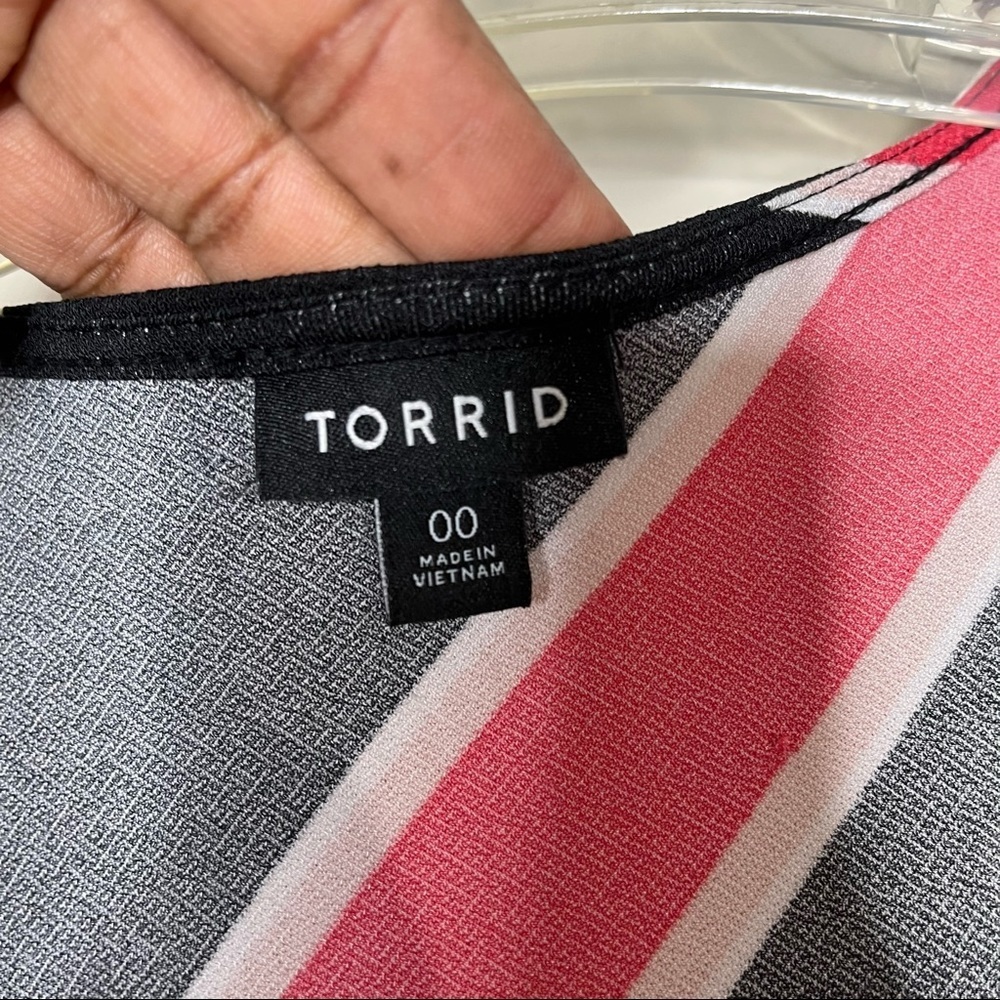 Torrid Color Block Faux Wrap Sleeveless Surplus Front High Low Dress SZ 00 (M/L) - Picture 7 of 14